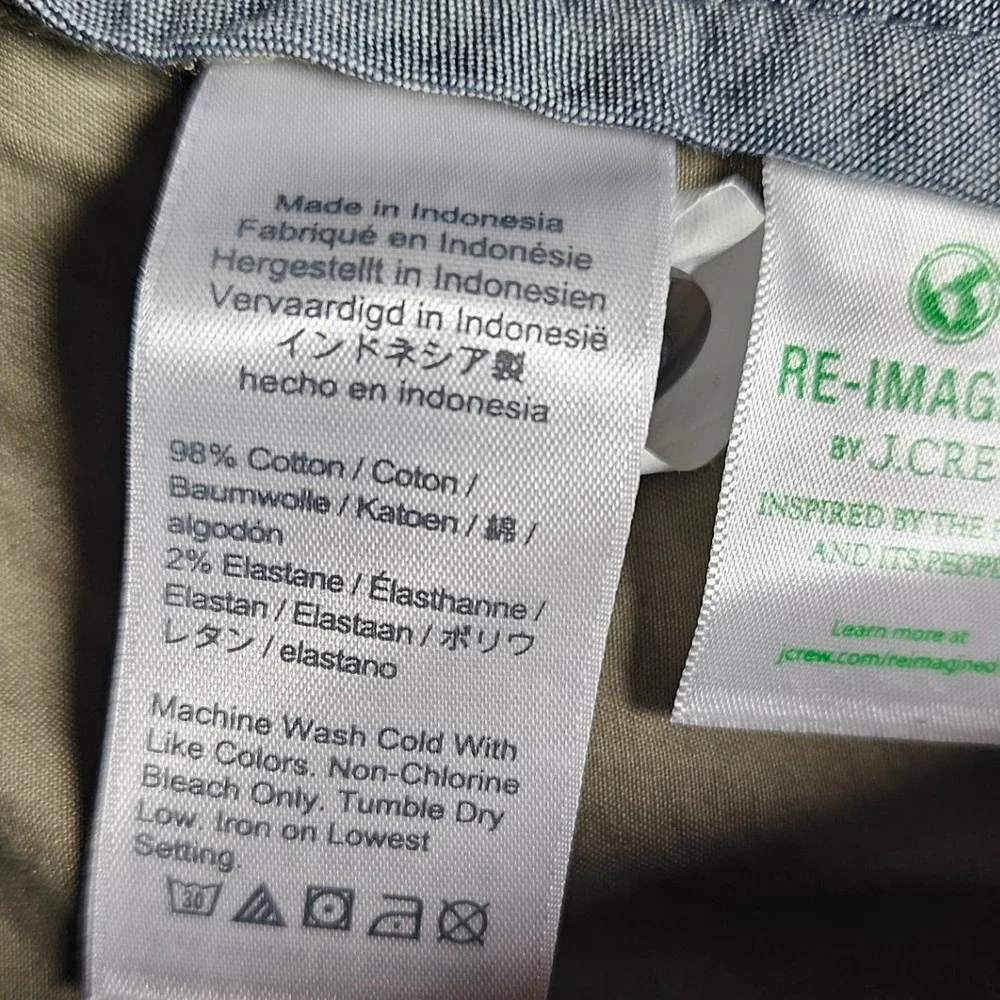 J.Crew Re-Imagined Mens Olive Green Stretch Chino Shorts 38 x 10.5 Flat Front